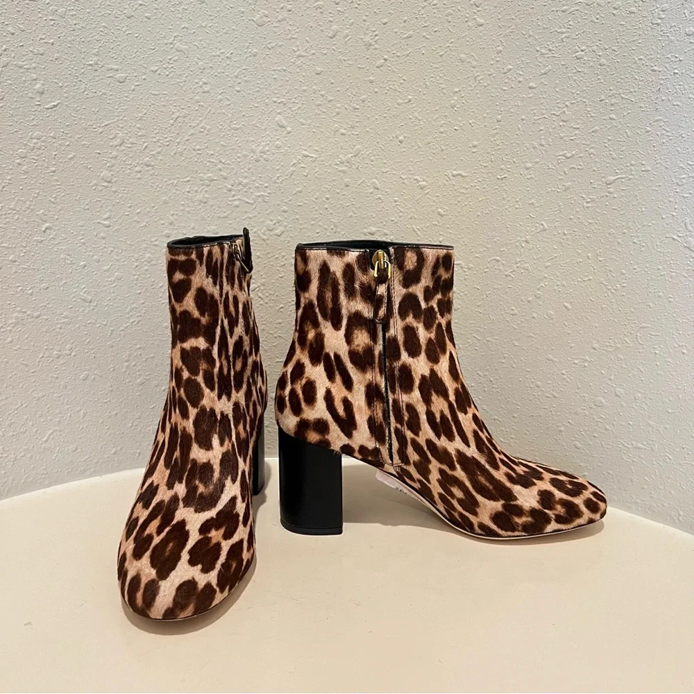 Tory Burch Brooke Leopard Print  Calfhair Women’s  Booties Size 6.5 NIB